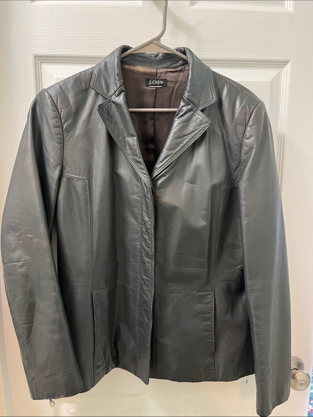 J Crew Classic Blue Leather Women's Jacket - Timeless Style